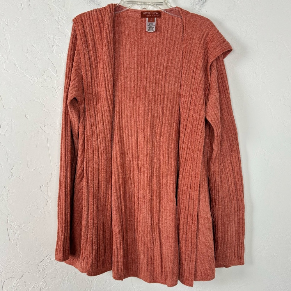 Barefoot‎ Dreams Cardigan Sweater Duster Ribbed Orange Cozychic Ultra Lite Oasis